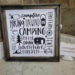 Camping framed canvas sign